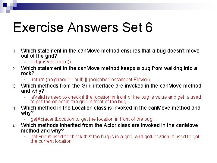 Exercise Answers Set 6 1. Which statement in the can. Move method ensures that Exercise Answers Set 6 1. Which statement in the can. Move method ensures that