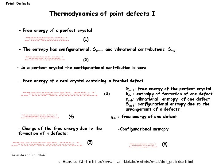 Point Defects Thermodynamics of point defects I - Free energy of a perfect crystal