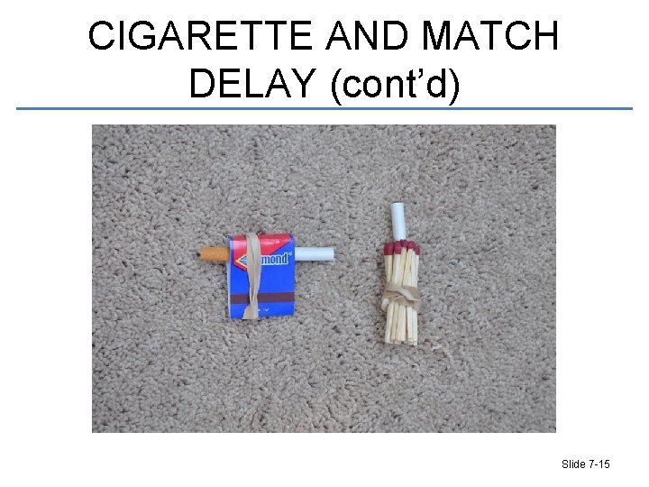 CIGARETTE AND MATCH DELAY (cont’d) Slide 7 -15 