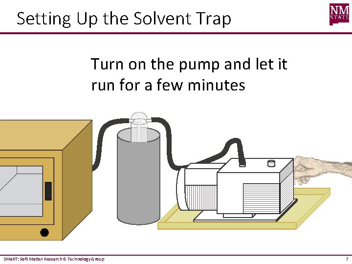Setting Up the Solvent Trap Turn on the pump and let it run for