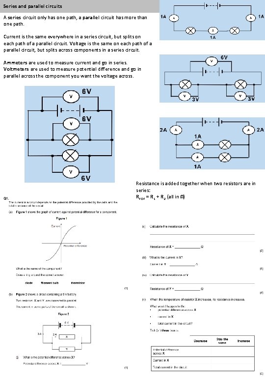 Series and parallel circuits A series circuit only has one path, a parallel circuit