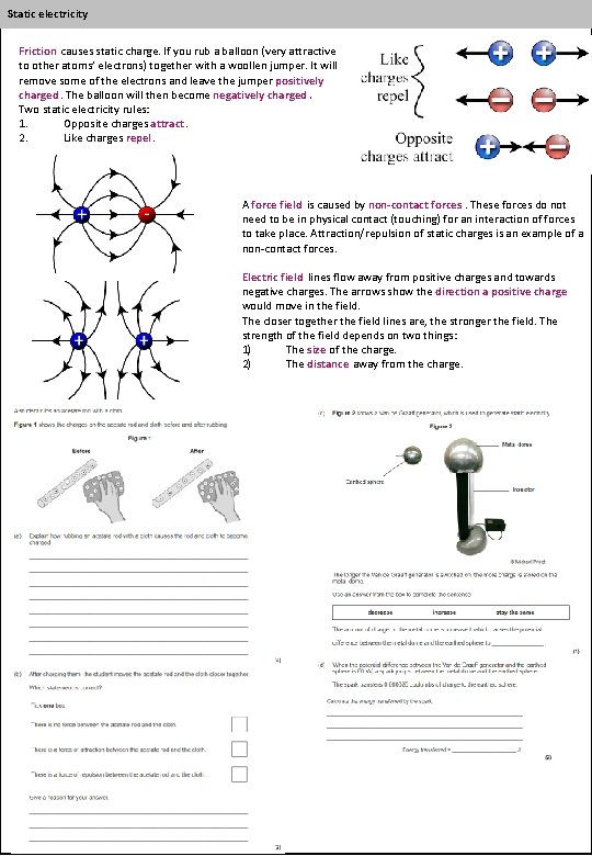 Static electricity Friction causes static charge. If you rub a balloon (very attractive to