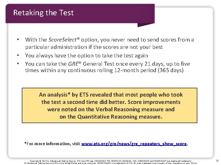 Retaking the Test • With the Score. Select® option, you never need to send Retaking the Test • With the Score. Select® option, you never need to send