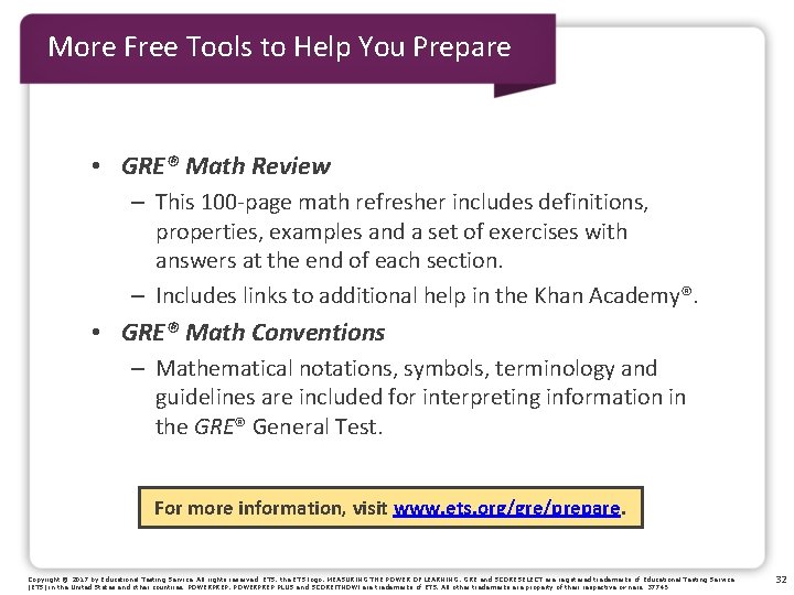 More Free Tools to Help You Prepare • GRE® Math Review – This 100
