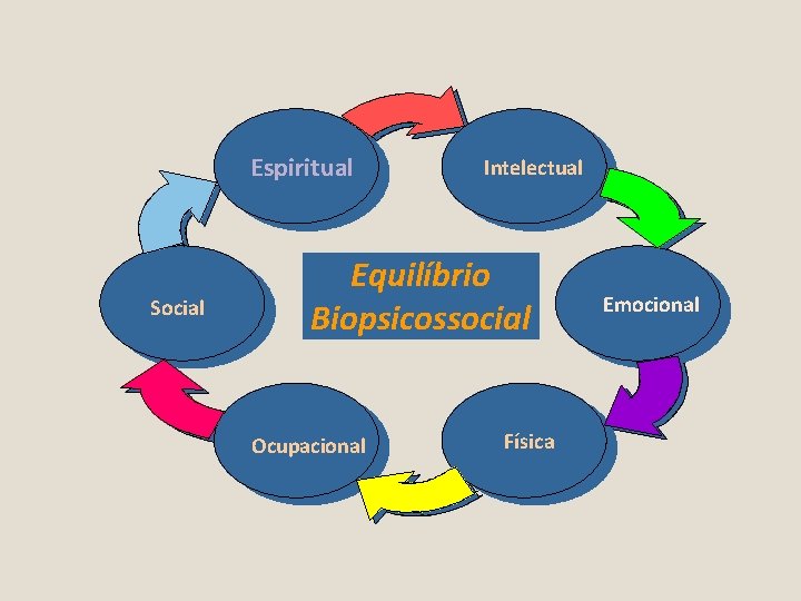 Espiritual Social Intelectual Equilíbrio Biopsicossocial Ocupacional Física Emocional 