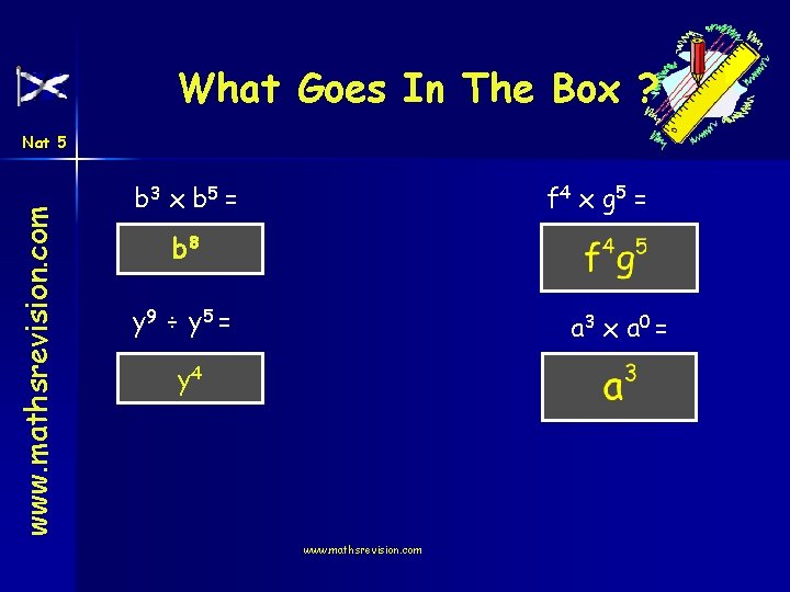 What Goes In The Box ? www. mathsrevision. com Nat 5 f 4 x