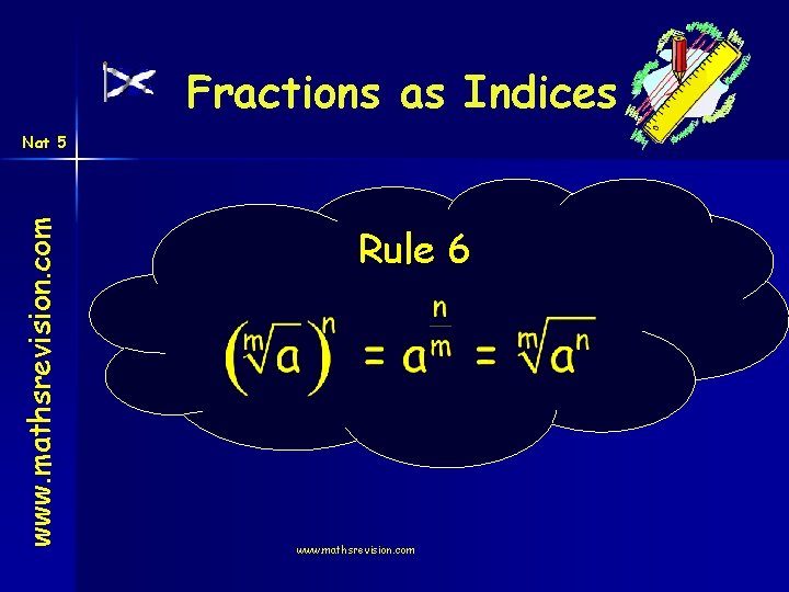 Fractions as Indices www. mathsrevision. com Nat 5 Rule 6 www. mathsrevision. com 