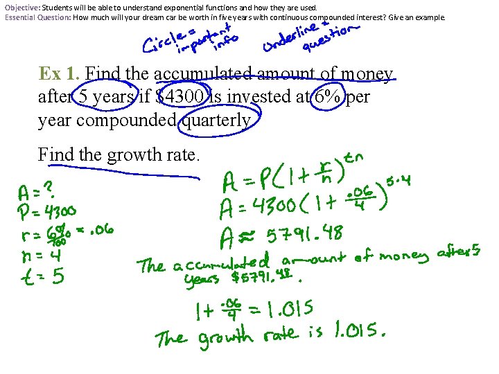 Exponential Word Problems Objective Students Will Be Able