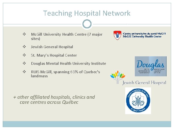 Teaching Hospital Network v Mc. Gill University Health Centre (7 major sites) v Jewish