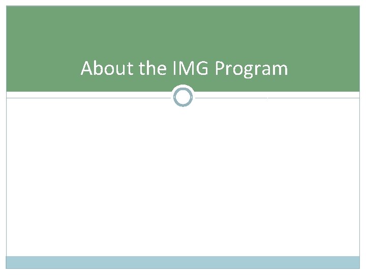 About the IMG Program 