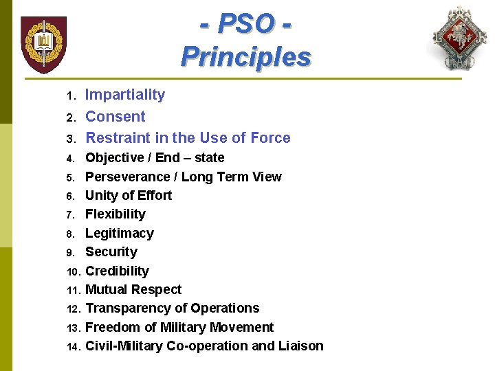 - PSO Principles 1. 2. 3. 4. 5. 6. 7. 8. 9. 10. 11.