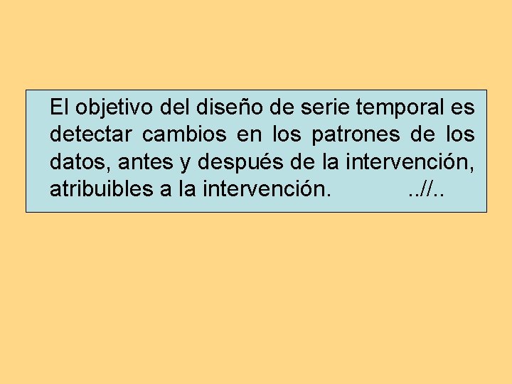 El objetivo del diseño de serie temporal es detectar cambios en los patrones de El objetivo del diseño de serie temporal es detectar cambios en los patrones de
