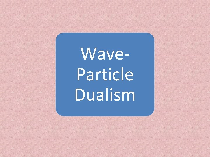 Wave. Particle Dualism 