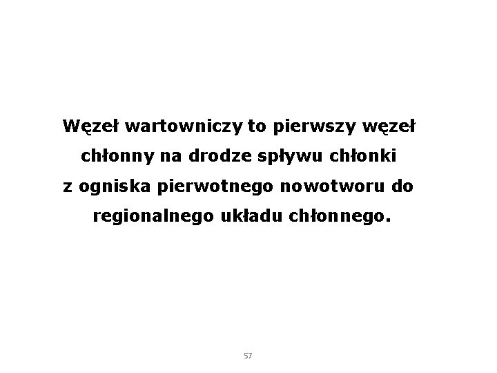 Węzeł wartowniczy to pierwszy węzeł chłonny na drodze spływu chłonki z ogniska pierwotnego nowotworu