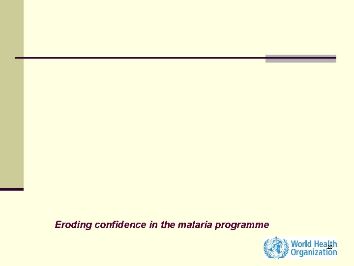 Eroding confidence in the malaria programme 28 