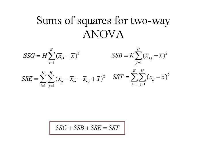 Sums of squares for two-way ANOVA 