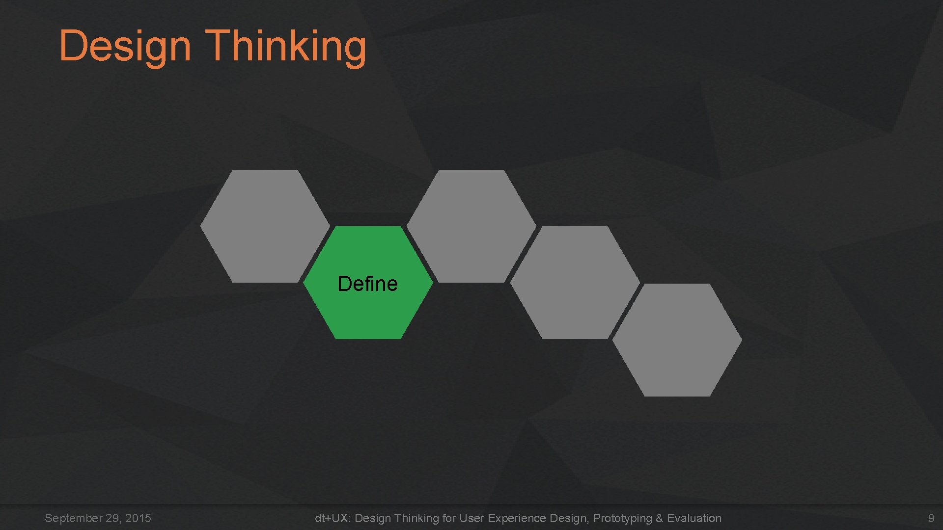 Design Thinking Define September 29, 2015 dt+UX: Design Thinking for User Experience Design, Prototyping Design Thinking Define September 29, 2015 dt+UX: Design Thinking for User Experience Design, Prototyping
