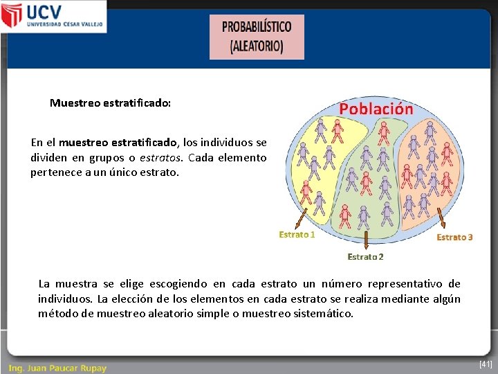 Muestreo estratificado: En el muestreo estratificado, los individuos se dividen en grupos o estratos.