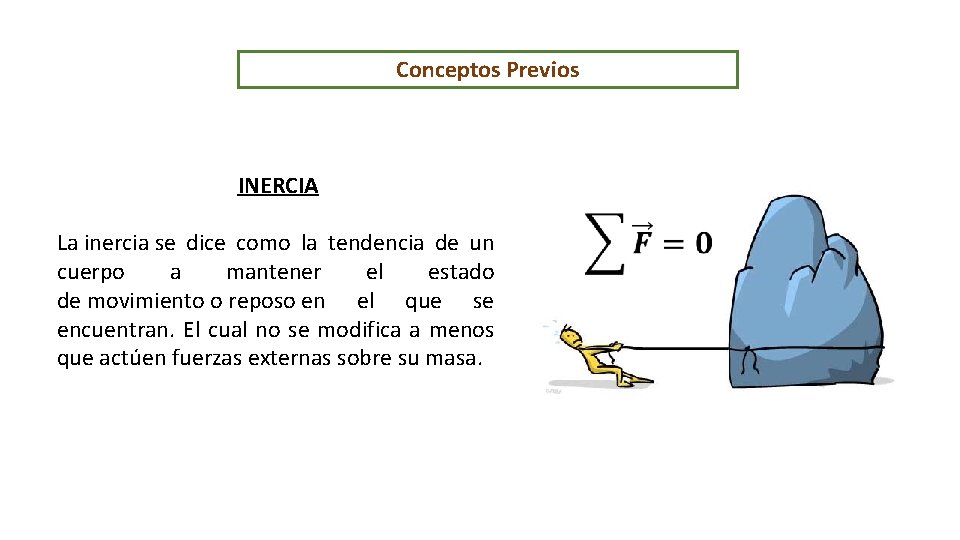 Conceptos Previos INERCIA La inercia se dice como la tendencia de un cuerpo a