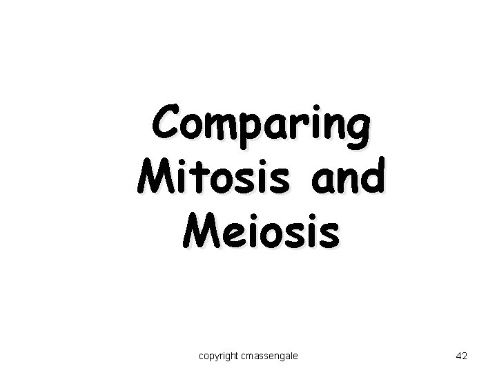 Comparing Mitosis and Meiosis copyright cmassengale 42 