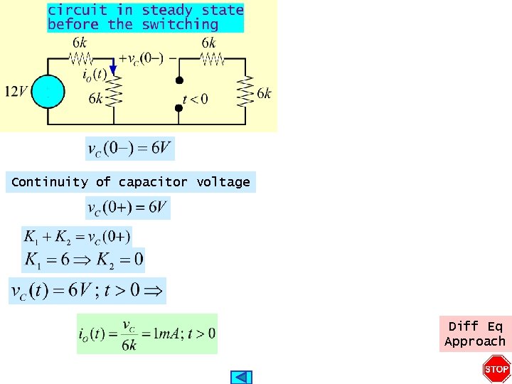 Continuity of capacitor voltage Diff Eq Approach 