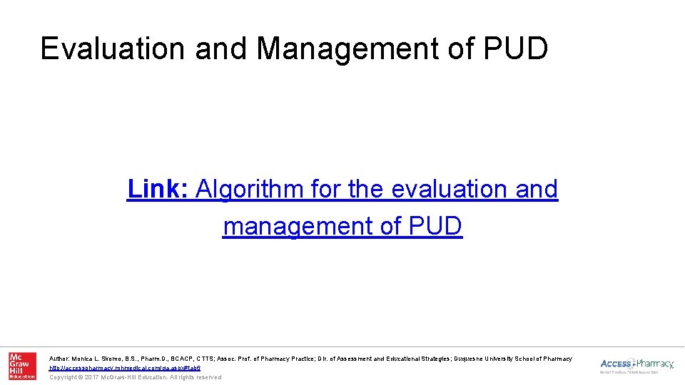 Evaluation and Management of PUD Link: Algorithm for the evaluation and management of PUD