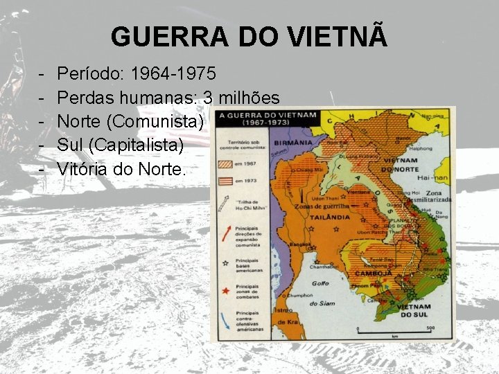 GUERRA DO VIETNÃ - Período: 1964 -1975 Perdas humanas: 3 milhões Norte (Comunista) Sul