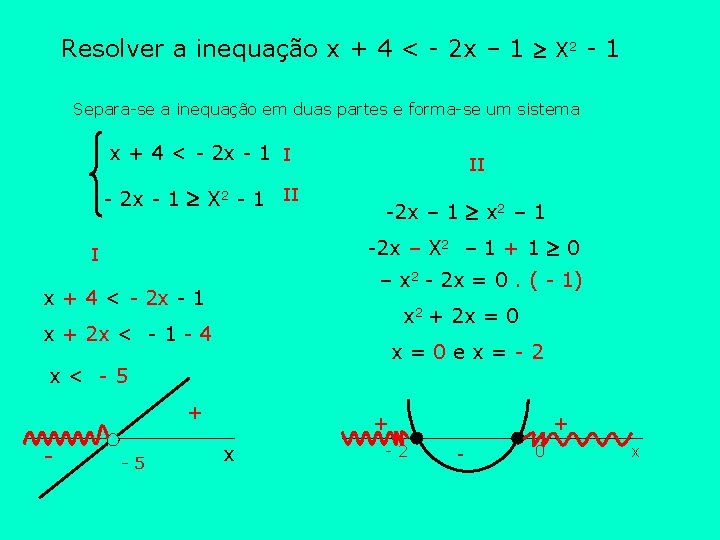 Resolver a inequação x + 4 < - 2 x – 1 X 2