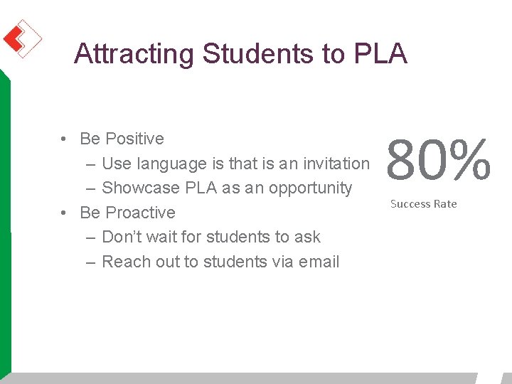 Attracting Students to PLA • Be Positive – Use language is that is an Attracting Students to PLA • Be Positive – Use language is that is an