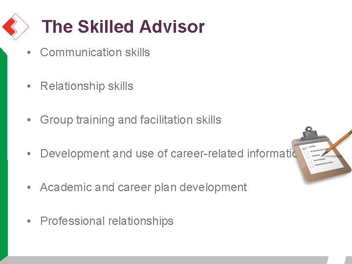 The Skilled Advisor • Communication skills • Relationship skills • Group training and facilitation The Skilled Advisor • Communication skills • Relationship skills • Group training and facilitation