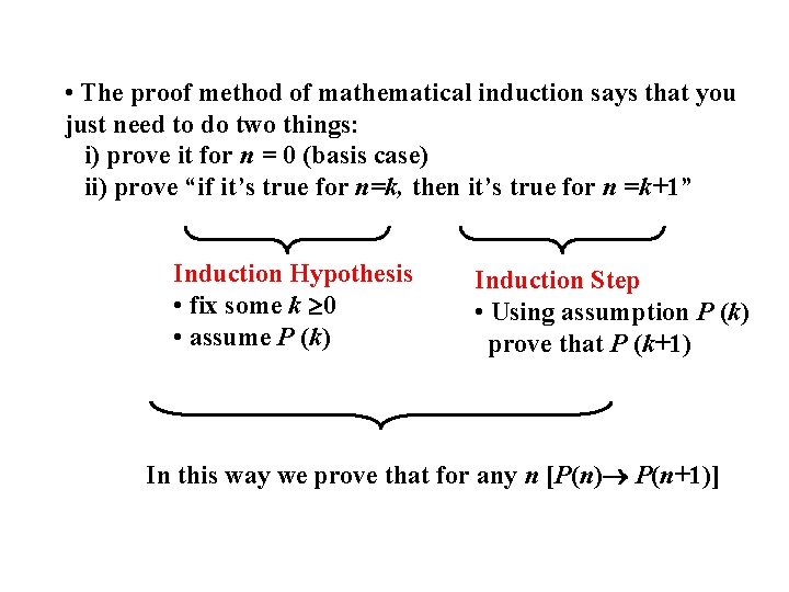  • The proof method of mathematical induction says that you just need to