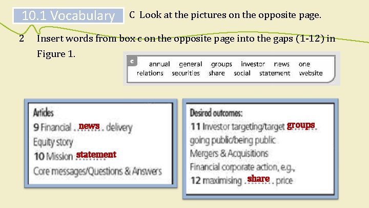 10. 1 Vocabulary 2 C Look at the pictures on the opposite page. Insert 10. 1 Vocabulary 2 C Look at the pictures on the opposite page. Insert