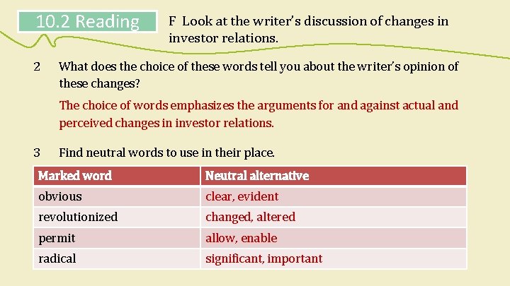10. 2 Reading 2 F Look at the writer’s discussion of changes in investor 10. 2 Reading 2 F Look at the writer’s discussion of changes in investor