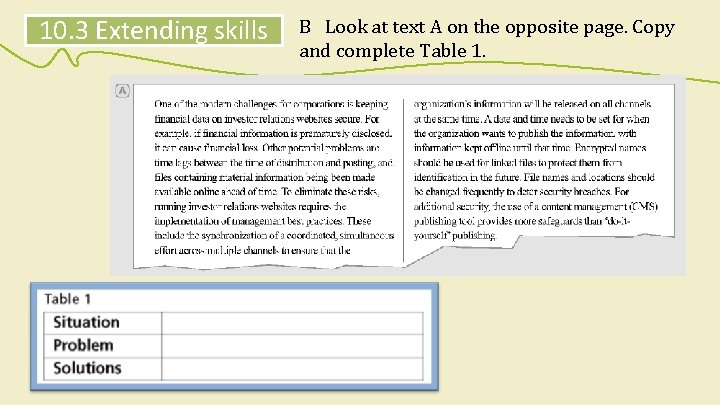 10. 3 Extending skills B Look at text A on the opposite page. Copy 10. 3 Extending skills B Look at text A on the opposite page. Copy