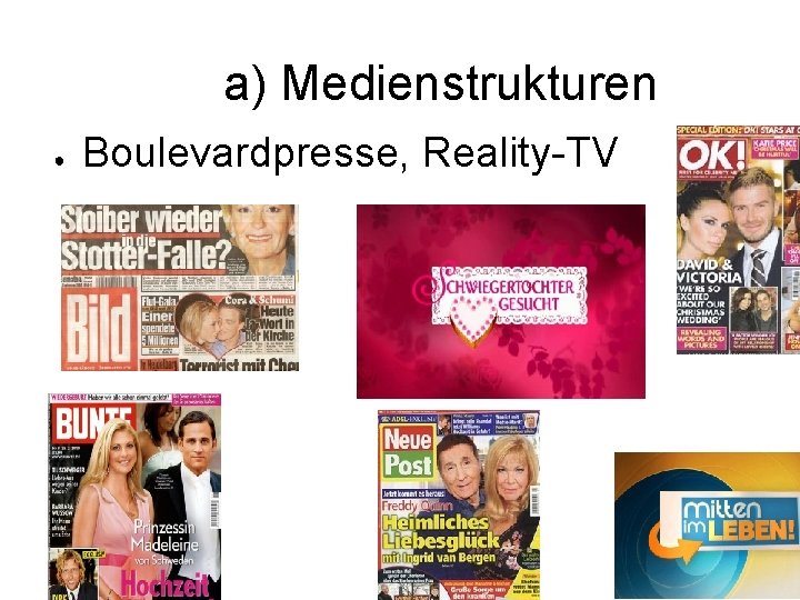 a) Medienstrukturen ● Boulevardpresse, Reality-TV 