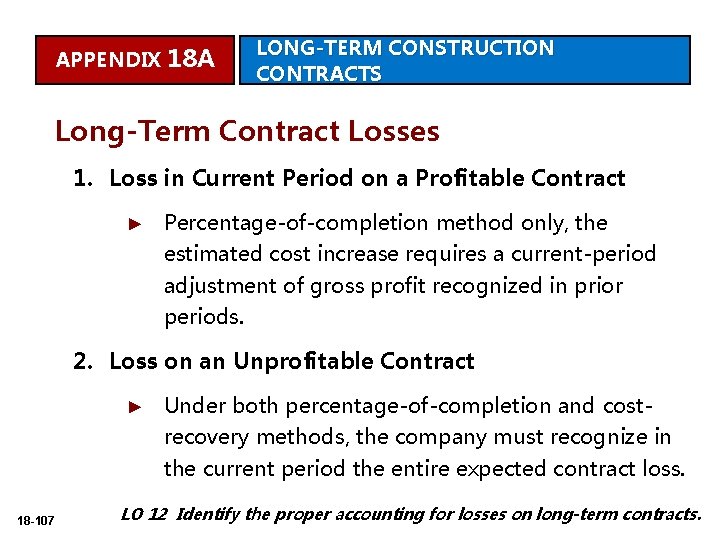 APPENDIX 18 A LONG-TERM CONSTRUCTION CONTRACTS Long-Term Contract Losses 1. Loss in Current Period