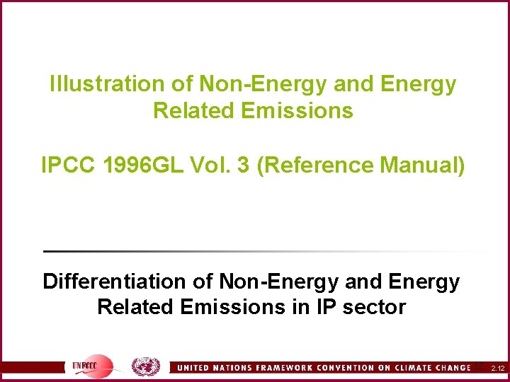 Illustration of Non-Energy and Energy Related Emissions IPCC 1996 GL Vol. 3 (Reference Manual)