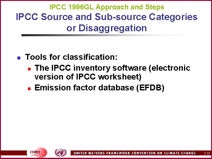 IPCC 1996 GL Approach and Steps IPCC Source and Sub-source Categories or Disaggregation n