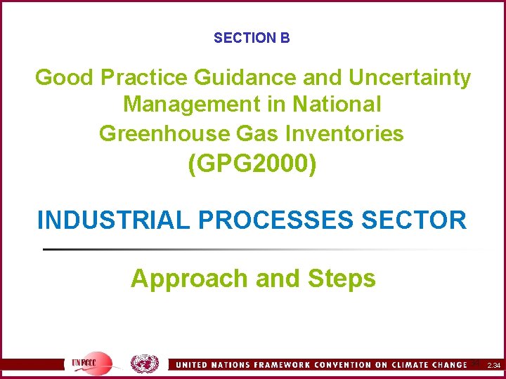 SECTION B Good Practice Guidance and Uncertainty Management in National Greenhouse Gas Inventories (GPG