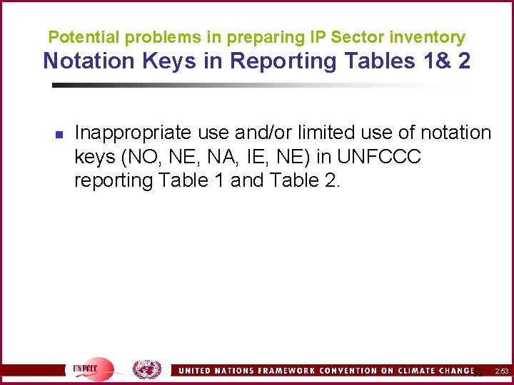 Potential problems in preparing IP Sector inventory Notation Keys in Reporting Tables 1& 2