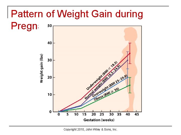 Pattern of Weight Gain during Pregnancy Copyright 2010, John Wiley & Sons, Inc. Pattern of Weight Gain during Pregnancy Copyright 2010, John Wiley & Sons, Inc.