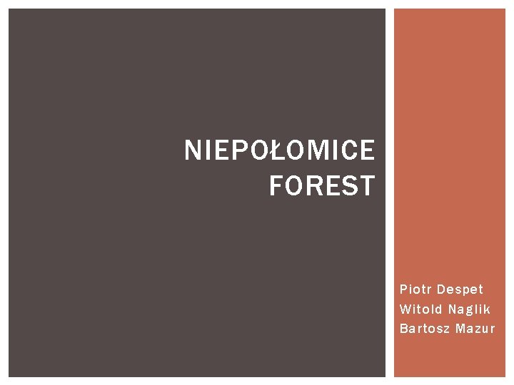 NIEPOŁOMICE FOREST Piotr Despet Witold Naglik Bartosz Mazur 