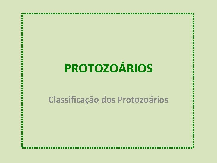 PROTOZOÁRIOS Classificação dos Protozoários 