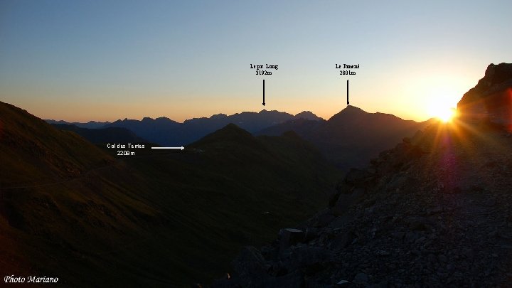 Le pic Long 3192 m Le Pimené 2801 m Col des Tentes 2208 m Le pic Long 3192 m Le Pimené 2801 m Col des Tentes 2208 m
