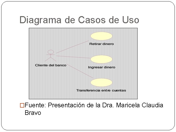 Diagrama de Casos de Uso �Fuente: Presentación de la Dra. Maricela Claudia Bravo Diagrama de Casos de Uso �Fuente: Presentación de la Dra. Maricela Claudia Bravo