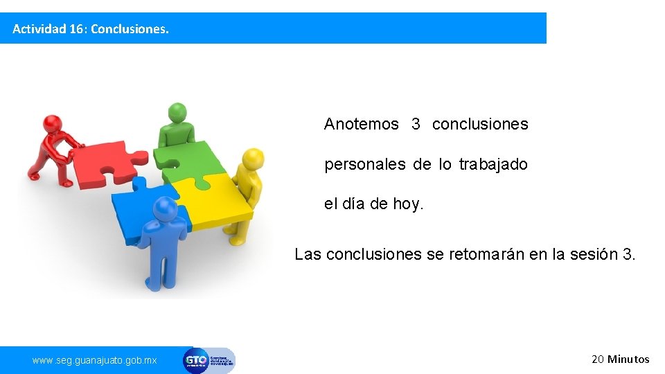 Actividad 16: Conclusiones. Anotemos 3 conclusiones personales de lo trabajado el día de hoy.