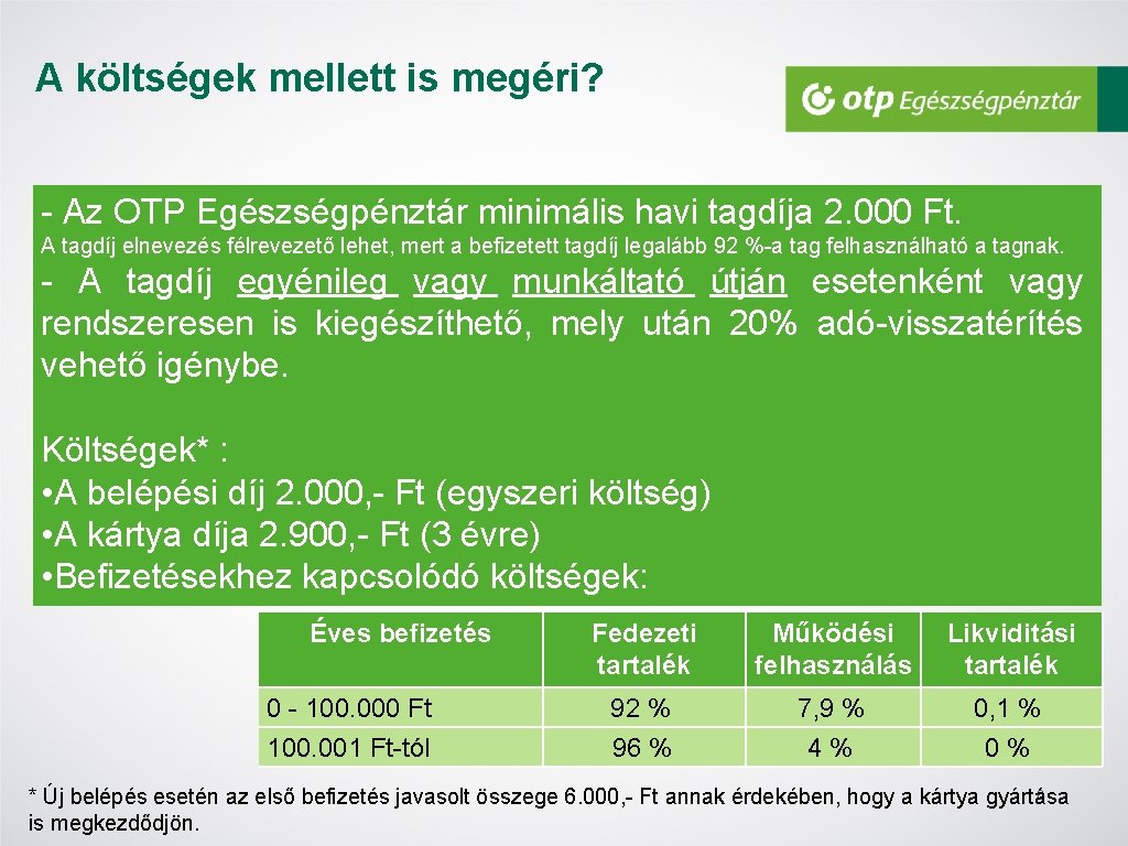 A költségek mellett is megéri? - Az OTP Egészségpénztár minimális havi tagdíja 2. 000