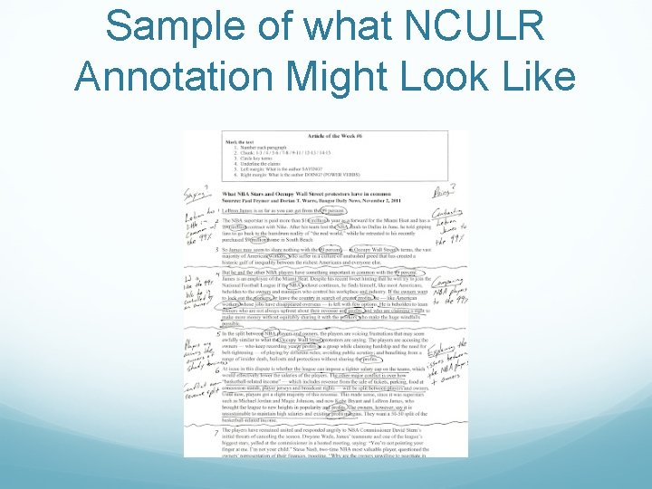 Sample of what NCULR Annotation Might Look Like Sample of what NCULR Annotation Might Look Like
