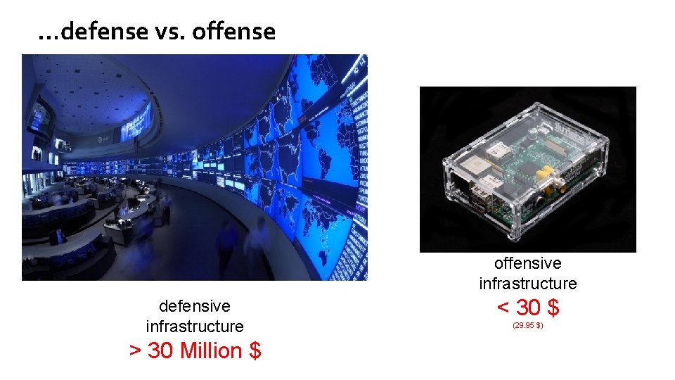 …defense vs. offense offensive infrastructure defensive infrastructure > 30 Million $ < 30 $