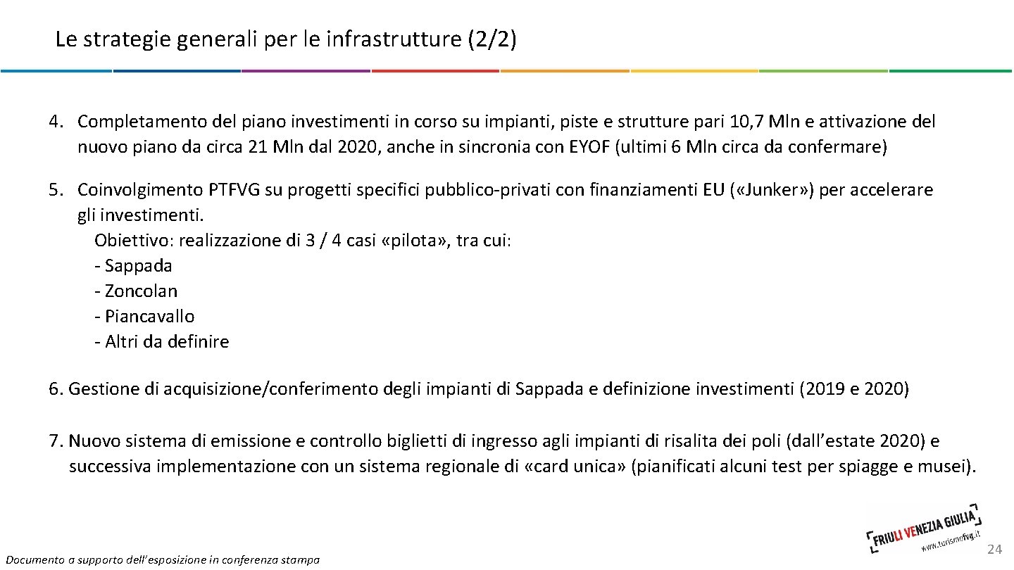 Le strategie generali per le infrastrutture (2/2) 4. Completamento del piano investimenti in corso